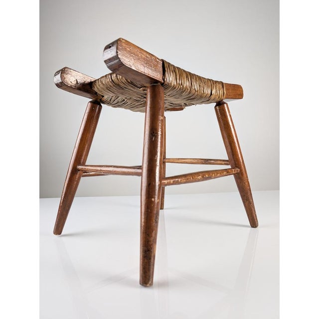 Rustic Wooden and Rush Tajo Stool, Spain, 1940s For Sale - Image 16 of 18