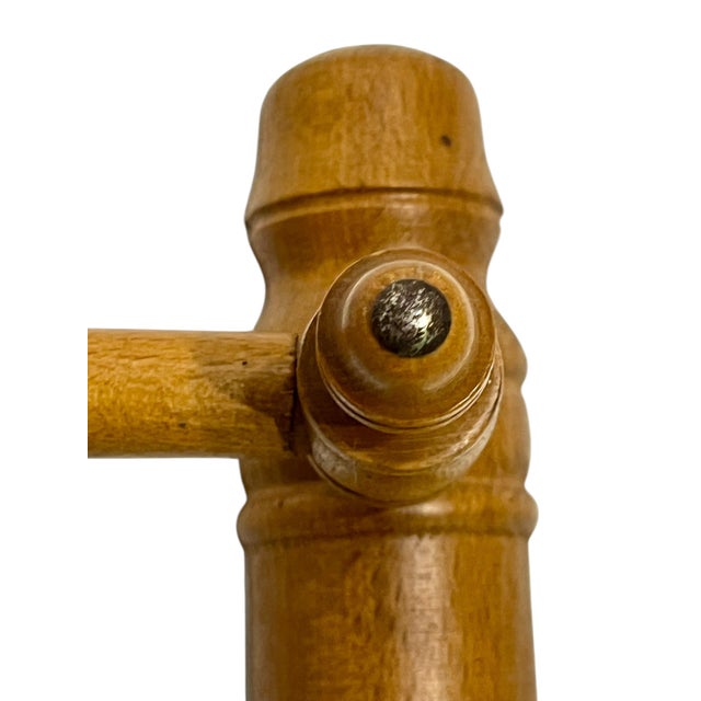 Ornamental & Decorative Materials Vintage French Provincial Faux Bamboo Carved Wood Double Towel Rack For Sale - Image 7 of 17