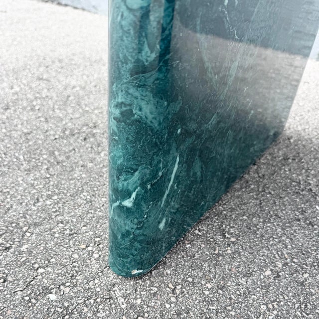 Postmodern Sky Blue and Faux Green Marble Laminate Dining Table For Sale - Image 12 of 12