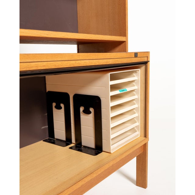 Scandinavian Oak Bookcase with Shutter, 1960s For Sale - Image 11 of 12