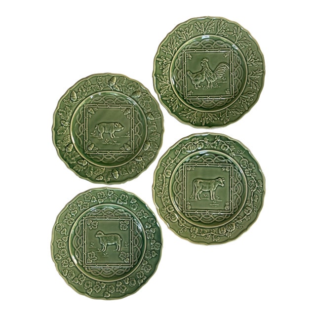 Bordallo Pinheiro Made in Portugal Farm Animal Plates Set of 4 For Sale