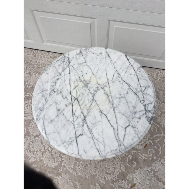 1940s 1940's Marble Top Side Table With Diamond Cut Crystal Detail For Sale - Image 5 of 10