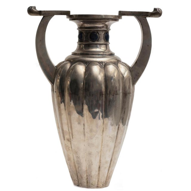 Antique Silver Fluted 800 Vases by Bellotto, Italy, Set of 2 For Sale - Image 3 of 7