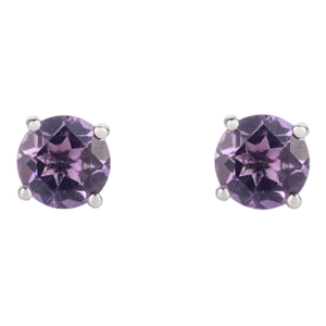 Round Cut Amethyst Stud Earrings - 2 Pieces