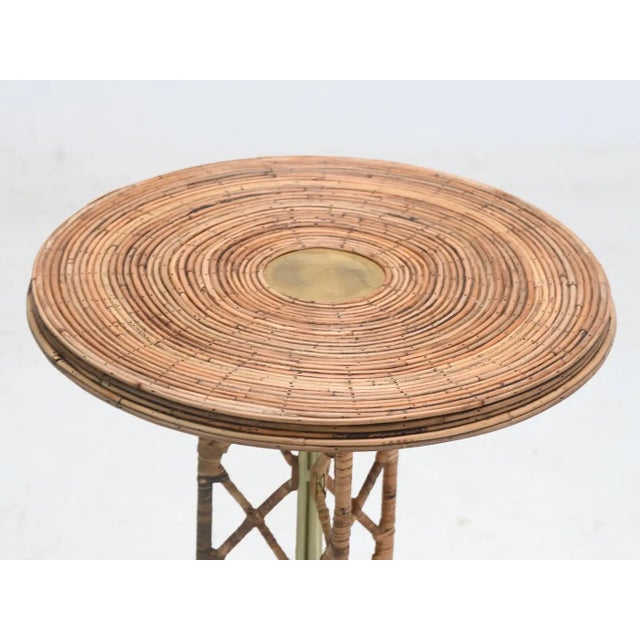 Side Table Wrought Iron Rattan Whimsical Jean Royere Inspired For Sale - Image 4 of 5