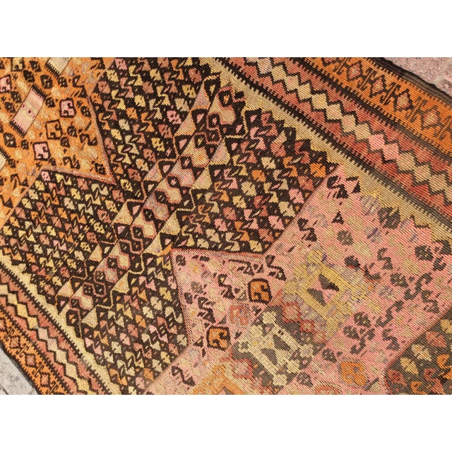1940s Authentic Rustic Handmade Kilim Runner - 50" X 133" For Sale - Image 5 of 13