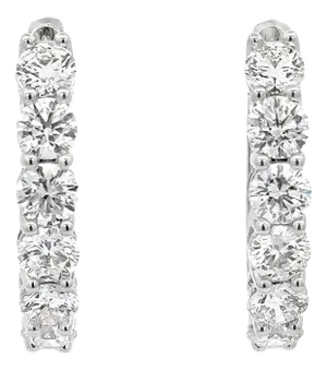4.10 Carat Round Cut Lab Grown Diamond 14k White Gold Clip-On Hoop Earrings, A Pair
