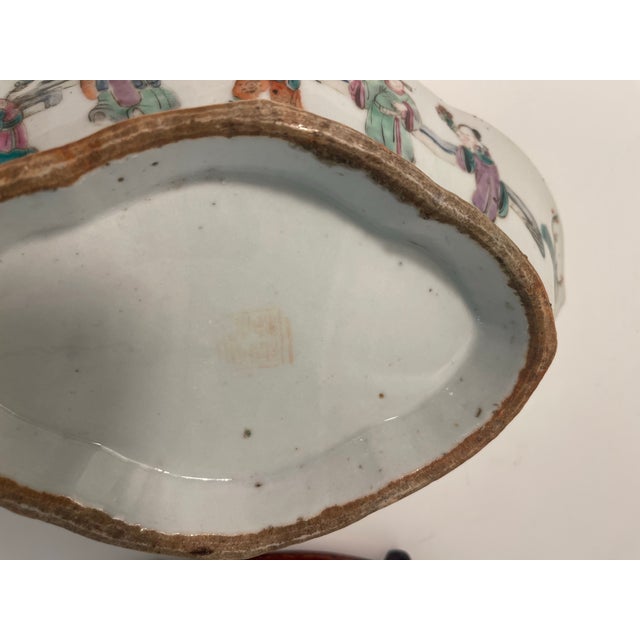 Antique Chinese Scholar's Famille Rose Porcelain Brush Washer, 19th C Qing Dynasty For Sale - Image 4 of 10