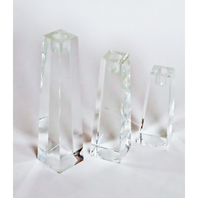 Vintage Crystal Glass Block Candlesticks from Rosenthal, 1980s, Set of 3 For Sale - Image 18 of 18