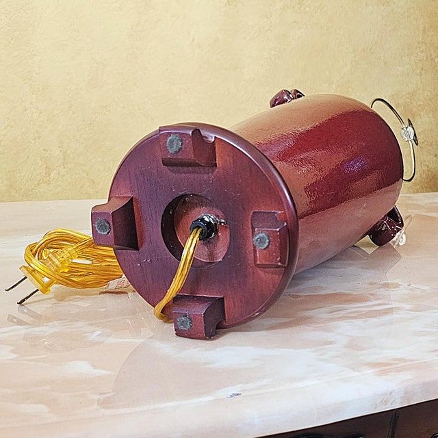 Ceramic Vintage Burgundy Glazed Ceramic Table Lamp With Bell Shade, Circa Late 20th Century For Sale - Image 7 of 18