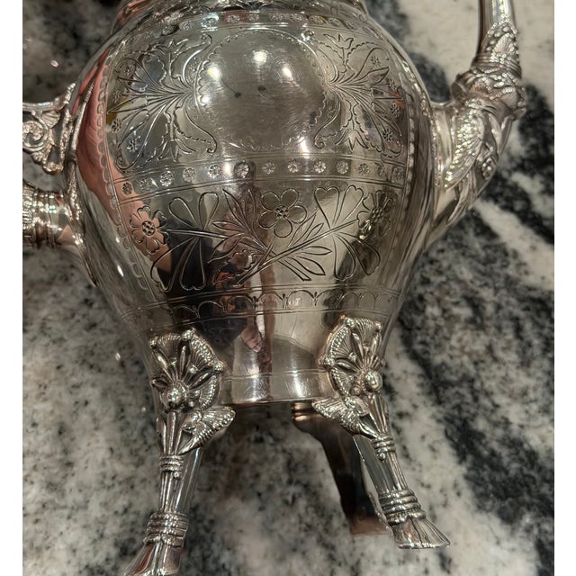 Silver Late 19th Century Rogers Smith & Co. Meriden Engraved Quadruple Plate Coffee Pot For Sale - Image 8 of 12
