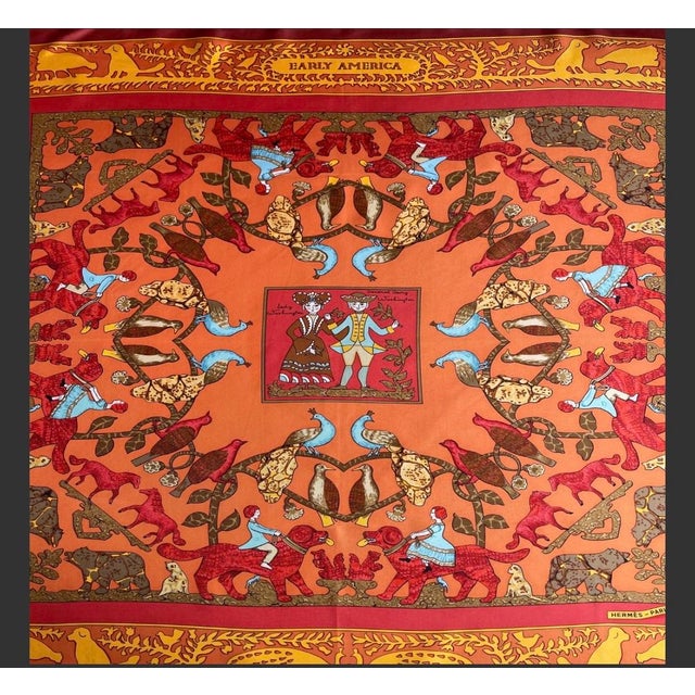 Hermès Hermès Silk Scarf Early America by Françoise De La Perrière. 1984 For Sale - Image 4 of 7