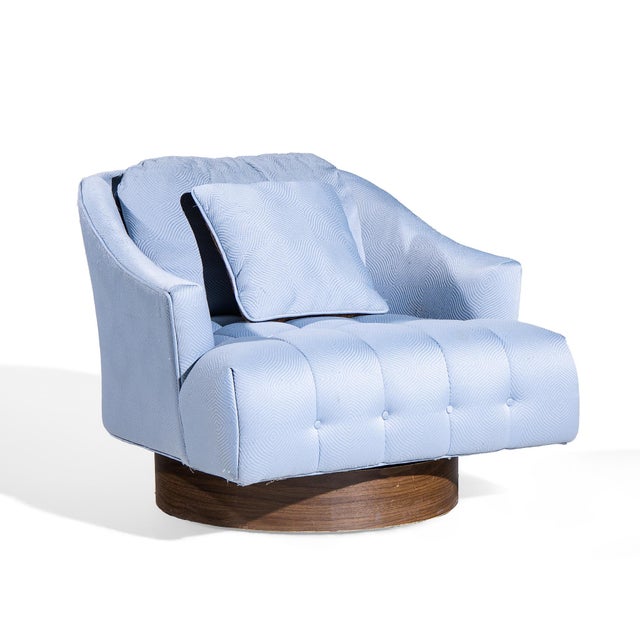 Harvey Probber Harvey Probber Style Mid Century Walnut Swivel Lounge Chairs - Pair For Sale - Image 4 of 12