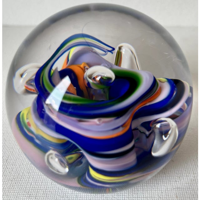 Contemporary Vintage Hand-Blown Glass 3" Paper Weight For Sale - Image 3 of 8