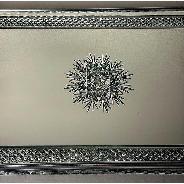 Art Deco French Nickel-Plated Metal Tray With Cut and Etched Mirror Surface For Sale - Image 14 of 18