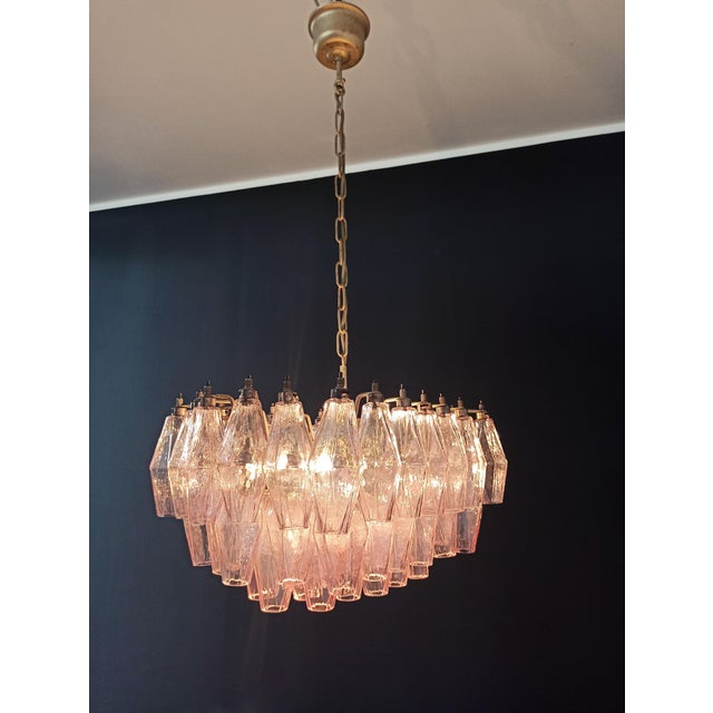 Murano Poliedri Chandelier with Pink Glasses from Carlo Scarpa, 1990s For Sale - Image 14 of 18