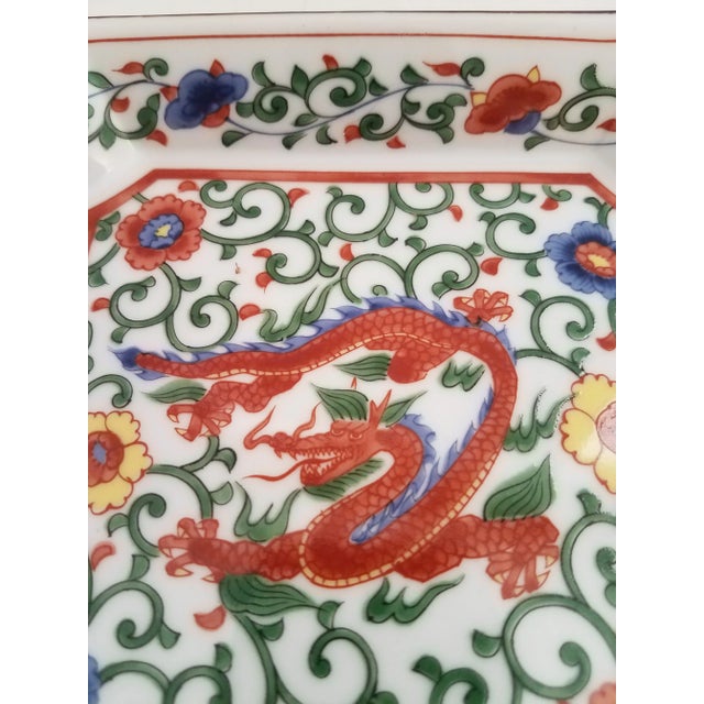 Vintage Chinese ceramic dragon and floral ashtray. Don't smoke ? No problem use as a trinket on your dresser or your...