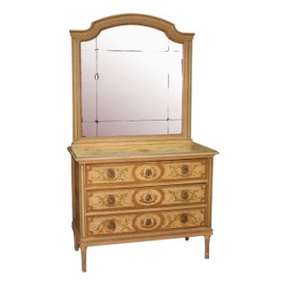 Louis XVI Style Lacquered Dresser with Mirror, 1960s For Sale