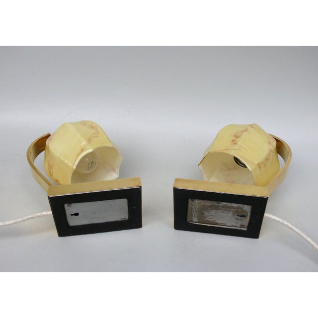 Metal Vintage Bauhaus Bedside Lamps in Brass, 1920s, Set of 2 For Sale - Image 7 of 18