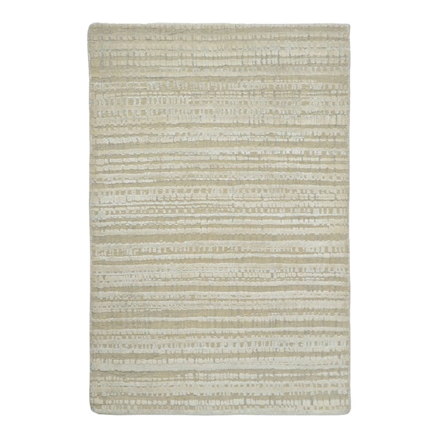 Contemporary Geometric Natural Silk & Wool Gift-Sized Rug by Rug & Kilim, India For Sale