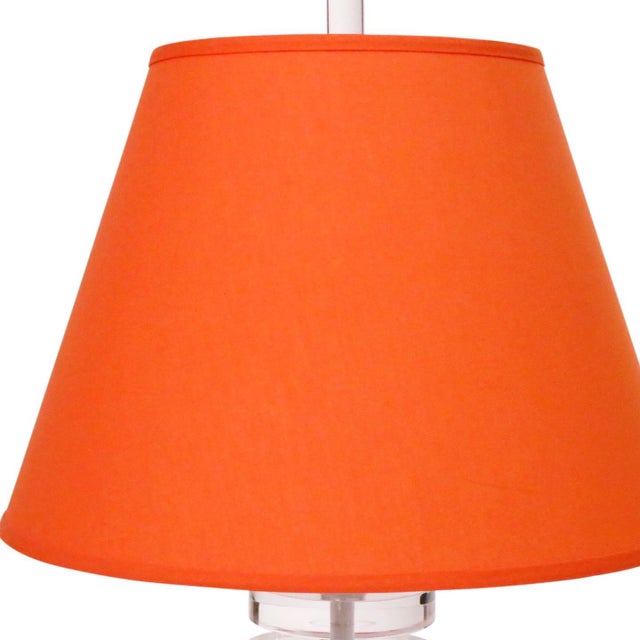 Mid-Century Lucite Table Lamp With Orange Shade | Chairish