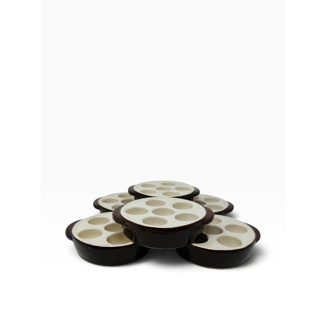 Mid-Century Modern 1970s Bel Terr China French Bistro Ceramic Escargot Dishes - Set of 6 For Sale - Image 3 of 10