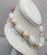 1980s Vintage 1980s Signed Givenchy Goldtone White Beaded Faux-Pearl Necklace For Sale - Image 5 of 9