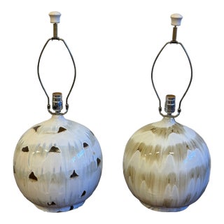 Mid 20th Century Style Drip Glazed Table Lamps, Pair For Sale