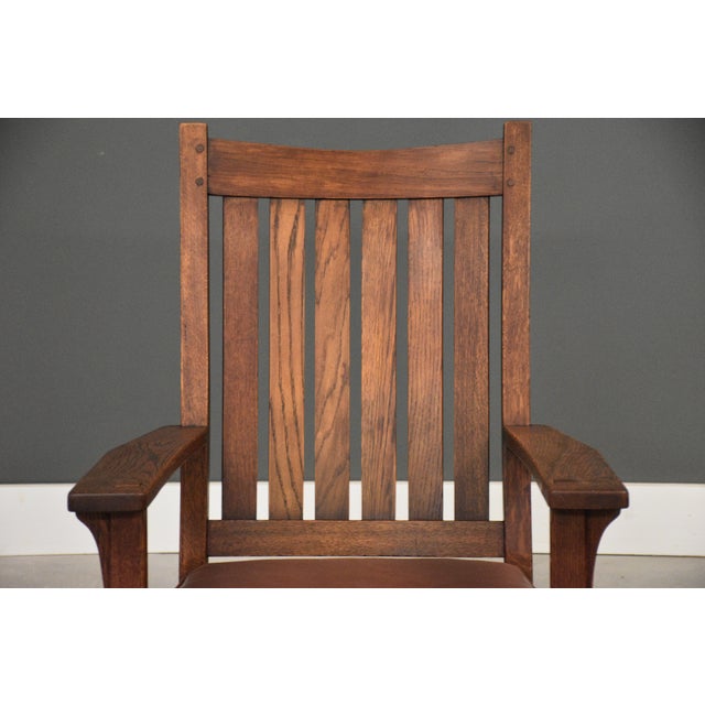 Wood 1910s L&jg Stickley Rocking Chair Mission Arts and Crafts For Sale - Image 7 of 11
