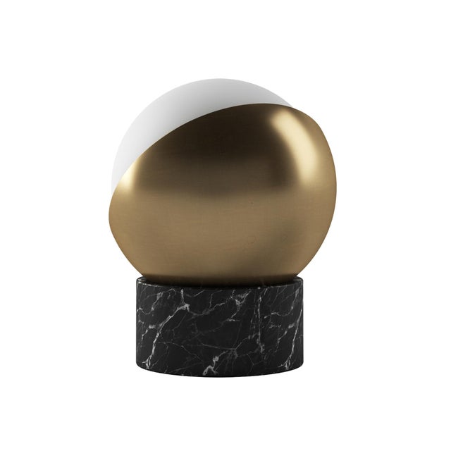 ORB Rechargeable Cordless LED Table Lamp, 3-Levels Brightness Touch Sensor Control, Black Marble / Brushed Brass For Sale - Image 12 of 14