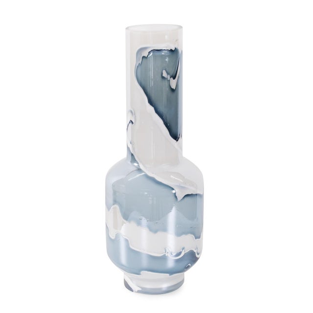 2020s Glacier Bay Layered Cylindrical Glass Vase- Tall For Sale - Image 5 of 10