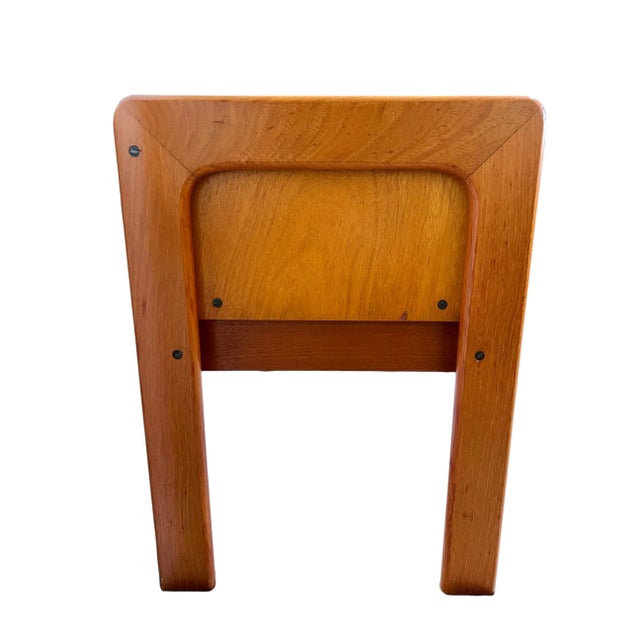 Mid-Century Modern Teak Telephone Bench With Alabaster Boucle, 1980s For Sale - Image 4 of 11