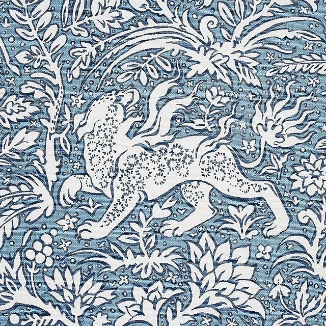 A veritable bestiary of stylized animals, this Linen and Cotton blend recalls a medieval tapestry with elongated forms of...