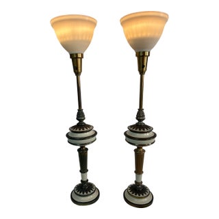 Mid 20th Century Stiffel Torchiere Table Lamps - a Pair For Sale