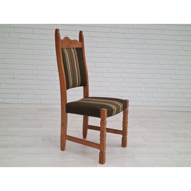 Danish Design Oak Wood Set of High Back Dining Chairs in the Style of Henning Kjærnulf, 1960s, Set of 6 For Sale - Image 16 of 16
