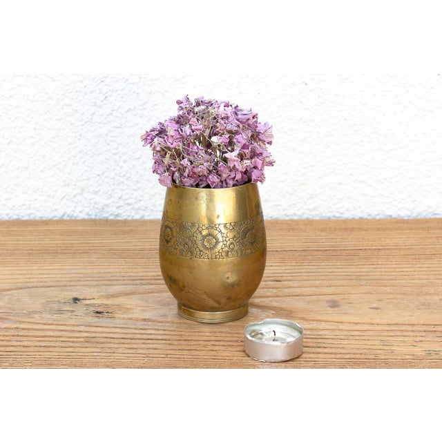 Brass Kashmiri Brass Floral Engraved Cup For Sale - Image 8 of 8