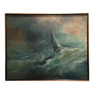 1960s Oil Painting Blue Mood For Sale