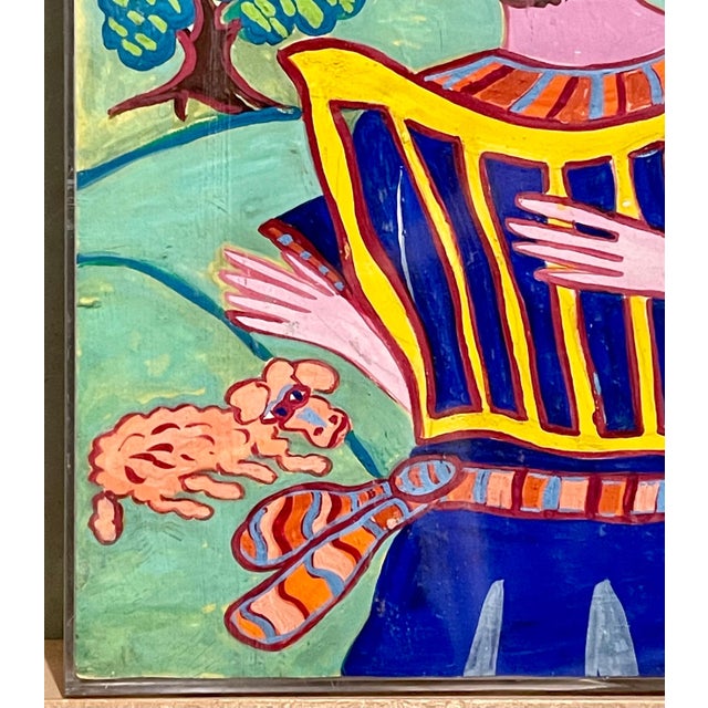 Blue Malcah Zeldis, Malcah Zeldis Folk Art Gouache Painting King David Self Taught Outsider Artist, 1982 For Sale - Image 8 of 9