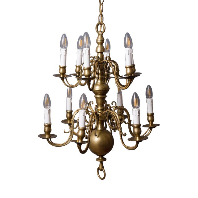 Antique Chandelier in Brass, 1700s For Sale