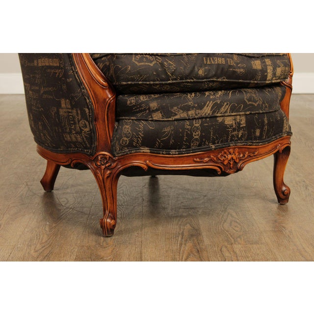 1930's French Louis XV Style Carved Barrel Bergere Armchair For Sale - Image 12 of 12