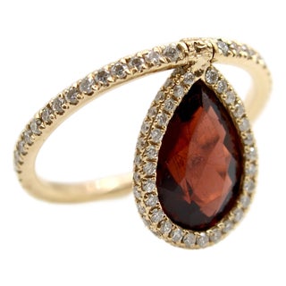1990s Nina Runsdorf 18k Gold Diamond and Garnet Flip Ring, Size 9 For Sale