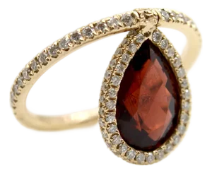 1990s Nina Runsdorf 18k Gold Diamond and Garnet Flip Ring, Size 9