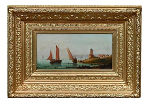 French School Artist, Sailboats on the Mediterranean, Oil on Panel, 19th Century, Framed