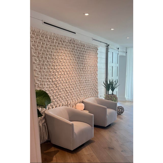 Massive handcrafted macramé wall hanging in natural ivory cotton, 122 by 85 inches. Heavy, high-end custom piece - an...