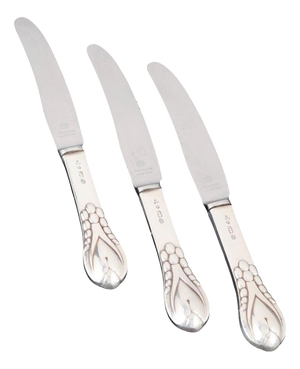 Lunch Knives in Silver and Stainless Steel by Evald Nielsen, 1920s, Set of 3