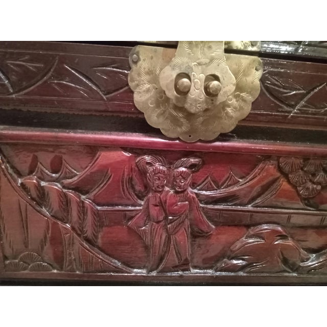 Wood Mid-Century Chinese Carved Camphor Wood Storage Trunk For Sale - Image 7 of 12