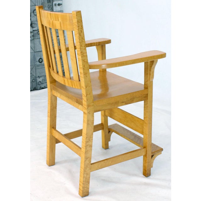 Late 20th Century Solid Brid’s-Eye Maple High Pool Chairs Bar Stools For Sale - Image 5 of 14