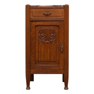 Art Nouveau Nightstand in Oak with Marble Top, 1920s For Sale