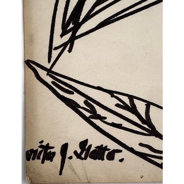 American Large Mid 20th Century Vintage Expressionistic Primitive Folk Jungle Drawing in Black Marker on Paper by American Artist Victor Gatto For Sale - Image 3 of 3