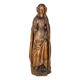Saint Catherine of the Lower Rhine, 15th Century, Beech For Sale